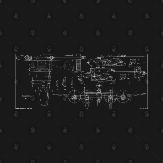 Halifax British WW2 Bomber Plane Blueprints Schematics Gift by Battlefields