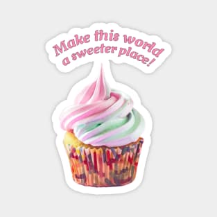 Unicorn Cupcake with Pink and Teal Frosting Magnet