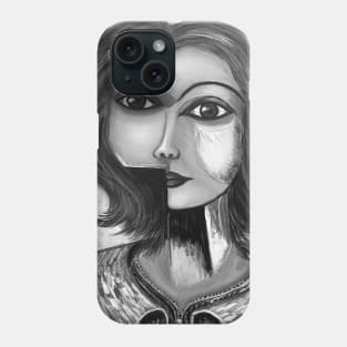 black & white woman's portrait Phone Case