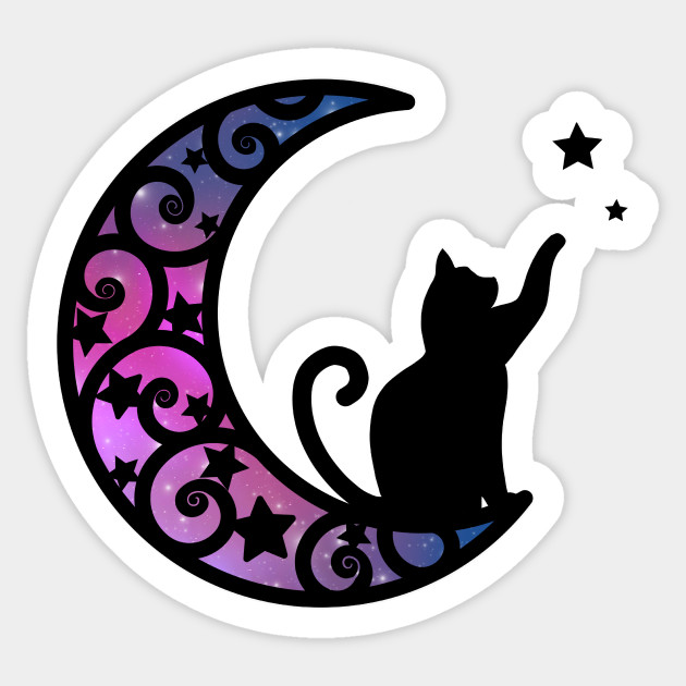 starlight moon kitty cat silhouette cat sticker