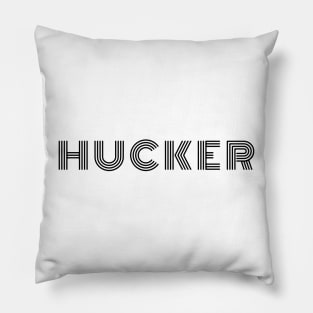 Retro Hucker Logo Black Pillow