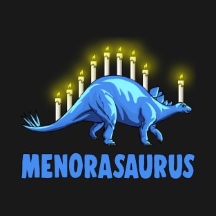 Funny Stegosaurus Hanukkah Dinosaur Menorah Dino Gift T-Shirt