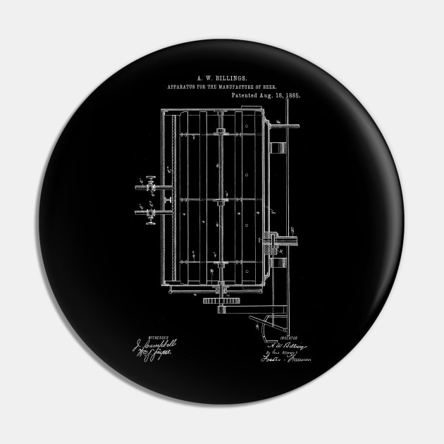 Apparatus for the Manufacture of Beer Vintage Patent Hand Drawing Pin by TheYoungDesigns