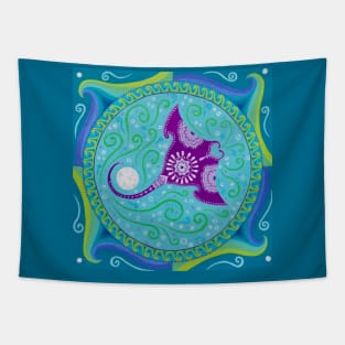 Manta Ray and Moon Mandala Tapestry