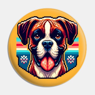 Boxer dog pixel art Pin