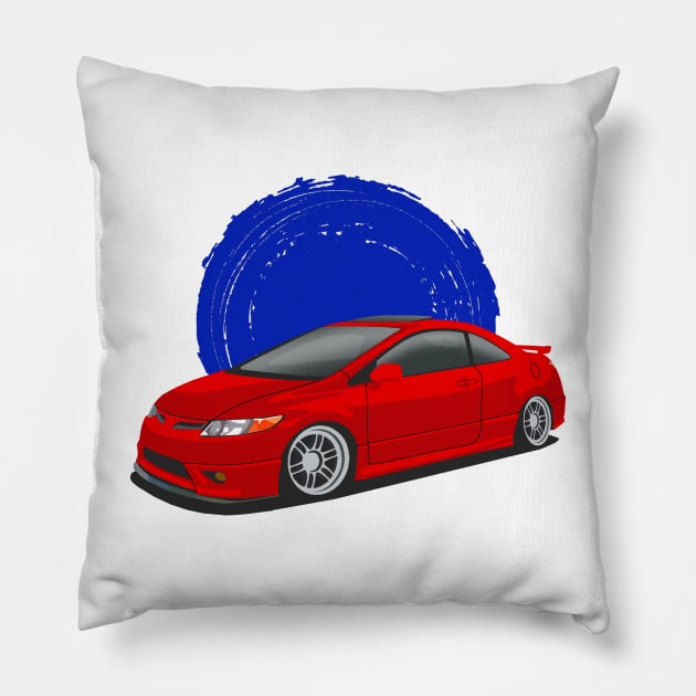 Red Honda Civic Si Pillow by Rebellion Store