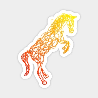 Red to yellow horse doodle Magnet