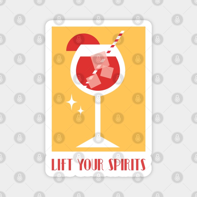 Lift your spirits, Aperol Spritz, Cocktail art, Retro print, Alcohol Magnet by KristinityArt