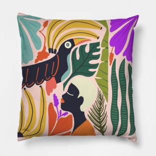 Tropical Abstract Toucan Print Pillow