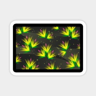 Luminous Yellow Flowers Floating in Space Magnet