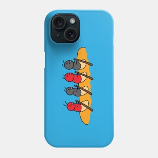 funny cute ants ride a long bread kayak boat Phone Case