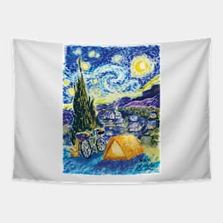 Starry night camping. Tapestry