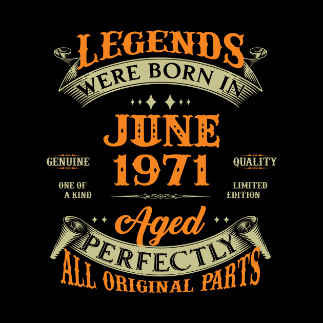 52nd Birthday Gift Legends Born In June 1971 52 Years Old by Schoenberger Willard