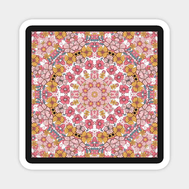 Flower and Hearts valentines and spring Kaleidoscope pattern (Seamless) 3 Magnet by Swabcraft