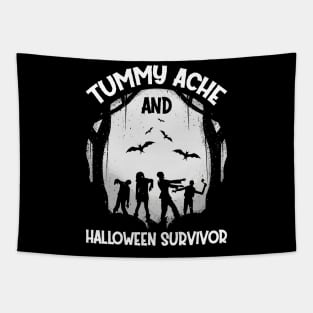 Halloween Zombie Moon Bats Horror Scary Vintage Tummy Ache Survivor Tapestry