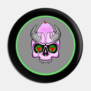 Strawberry Ice Cream Skull Pin