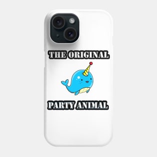 Narwhal with a party hat Phone Case