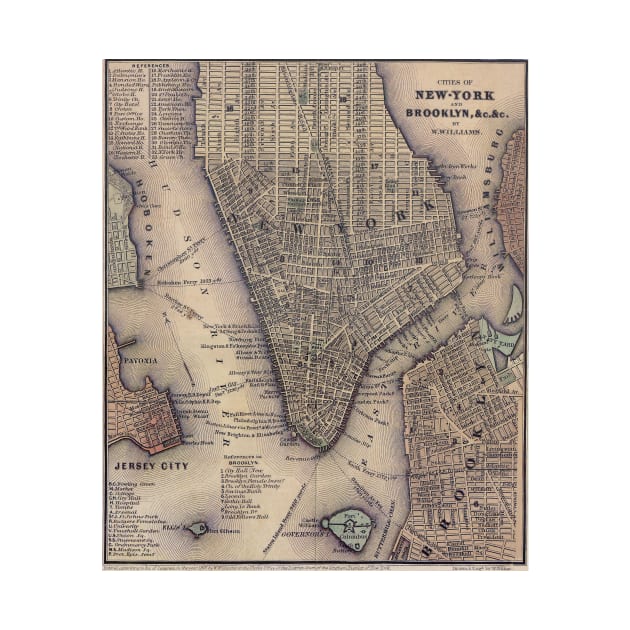 Vintage NYC and Brooklyn Map (1847) by Bravuramedia