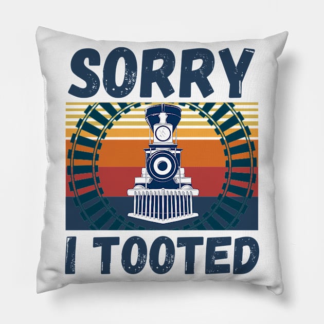 Sorry I Tooted Funny Train Pillow by JustBeSatisfied