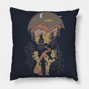 Mountain Biking Moon Bliss Trail Bike Rider Silhouette Browns Pillow