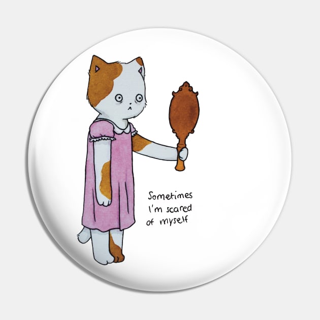 Sometimes I am scared of myself sad cat mirror illustration watercolor Pin by maoudraw