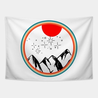 Rainbow retro Mountain Tapestry