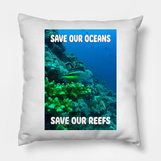 Save Our Oceans Pillow by likbatonboot