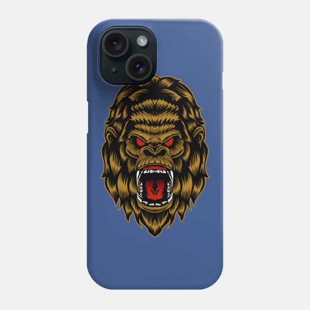 Angry gorilla head Phone Case by Dreaming Olga