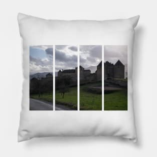 Berze-le-Chatel fortress is a 10th-century castle in the Bourgogne-Franche-Comte. Cloudy winter day Pillow