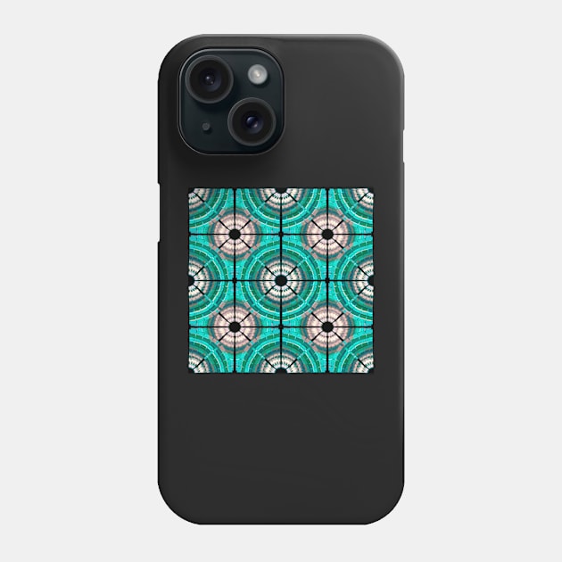 Bold Aqua Upbeat Grandma Rug Remix | Geometric Pattern Phone Case by cherdoodles