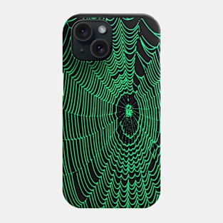 Artistic Halloween Spider Web Cobweb Doodle In Turquoise Phone Case