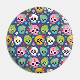 Colorful Sugar Skulls Pin