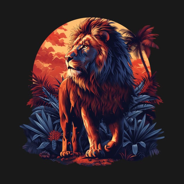 A Proud Lion Roaming The Jungle At Sunrise The King of the Jungle Lion by Tees 4 Thee