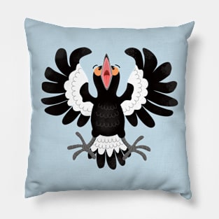 Funny Australian magpie cartoon illustration Pillow