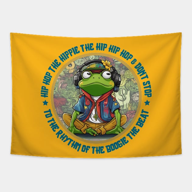 hip hop the hippie, hip hop frog Tapestry by Teessential