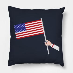 Woman hand holding USA flag Pillow