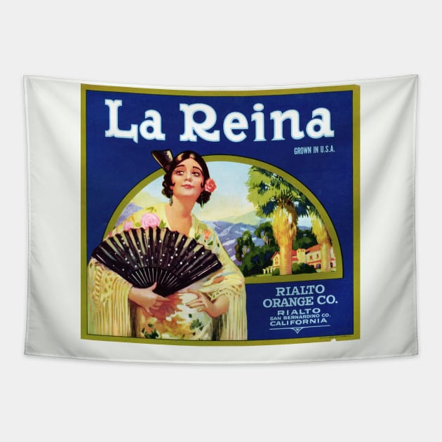 La Reina Brand crate label Tapestry by WAITE-SMITH VINTAGE ART