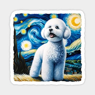 Starry Bichon Frisé Dog Portrait - Pet Portrait Magnet