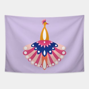 Art Deco style peacock - pink and yellow Tapestry