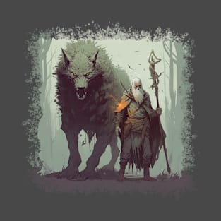 Enigmatic Guardians: Spirit Wolf and Master T-Shirt