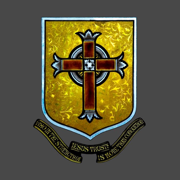 Antique Stained Glass Window Cross by Catholicamtees