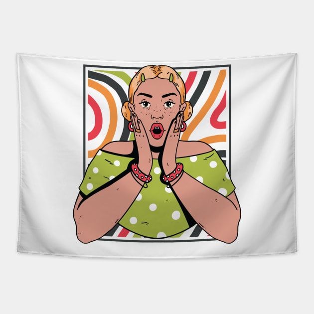 Chisme Queen Pop Art Portrait of Young Woman AT Tapestry by SLAG_Creative