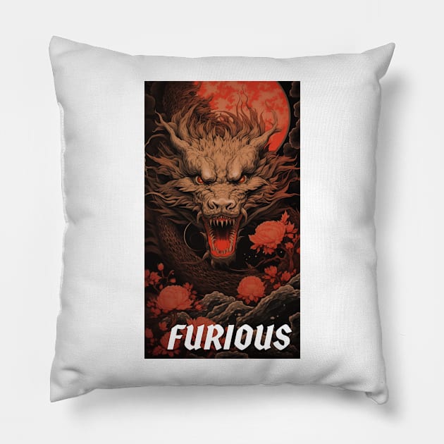 FURIOUS - DARK FANTASY ART STYLE Pillow by Vista Threads Co