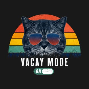 Vacay Mode ON Retro Funny cat 80s Chill mode Gift for Cat Lover T-Shirt