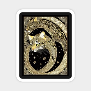 Ocelots Wild Cat Abstract Digital Art Magnet