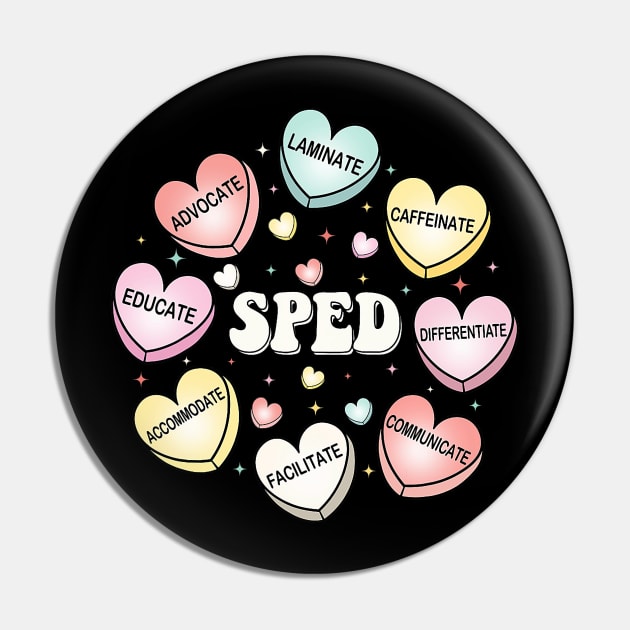 SPED Special Education Teacher Valentines Day Hearts Candy Pin by jadolomadolo