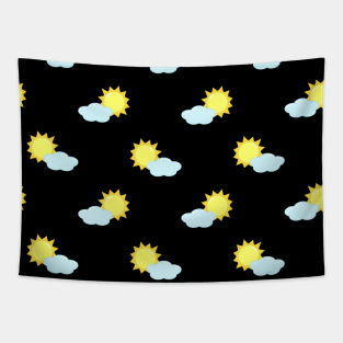 Sun and Clouds Pattern 2 in Black Tapestry