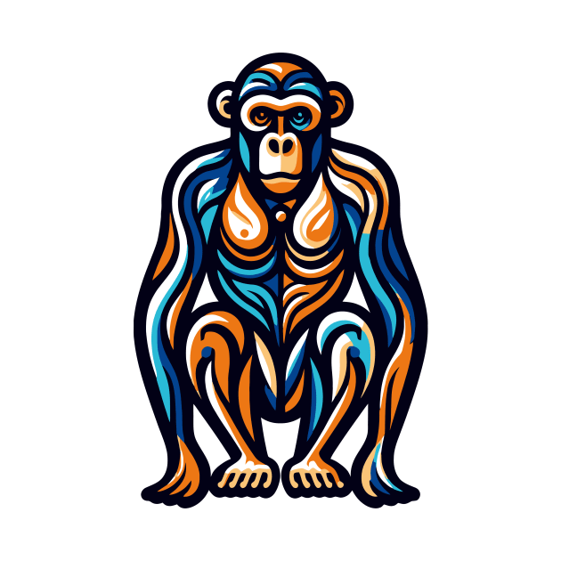 Pop art monkey illustration. cubism illustration of monkey by gblackid