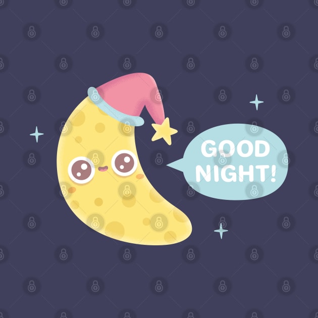 Cute Crescent Moon Says Good Night by rustydoodle