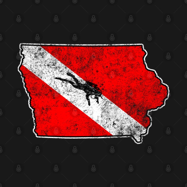 Iowa Dive Flag Scuba Diving State Map Dive Flag Distressed by TeeCreations